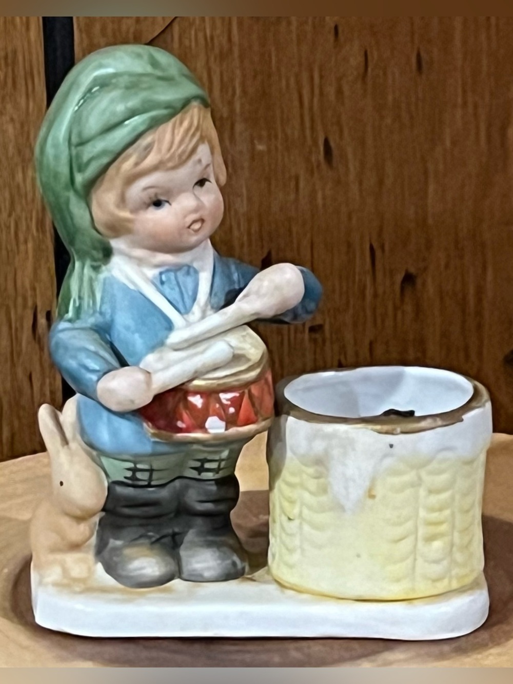Vintage Drummer Boy Figurine Candle Holder ht 4 1/2”